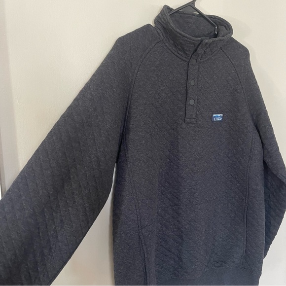 L.L. Bean Men’s Quilted Sweatshirt, Size M, Mockneck, Dark Charcoal Heather - Picture 6 of 10